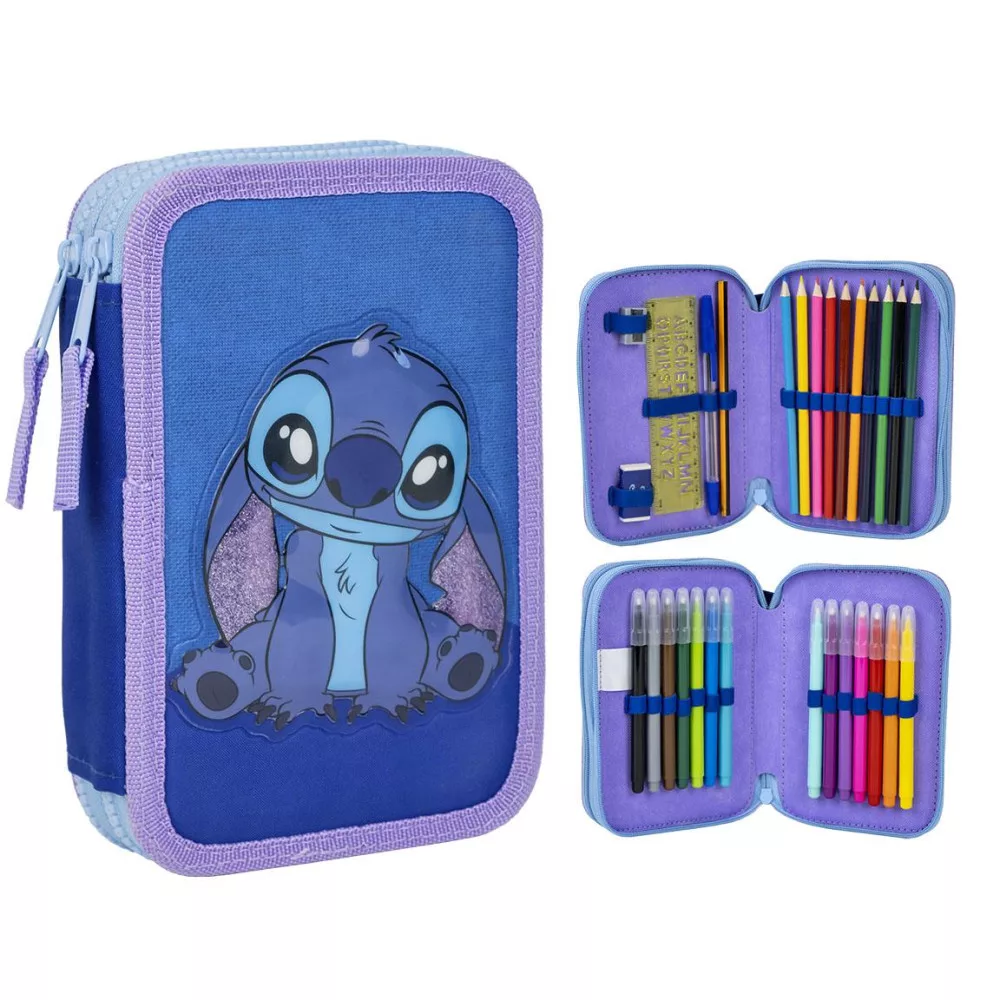 Penál 2patrový LILO & STITCH modrý 3D