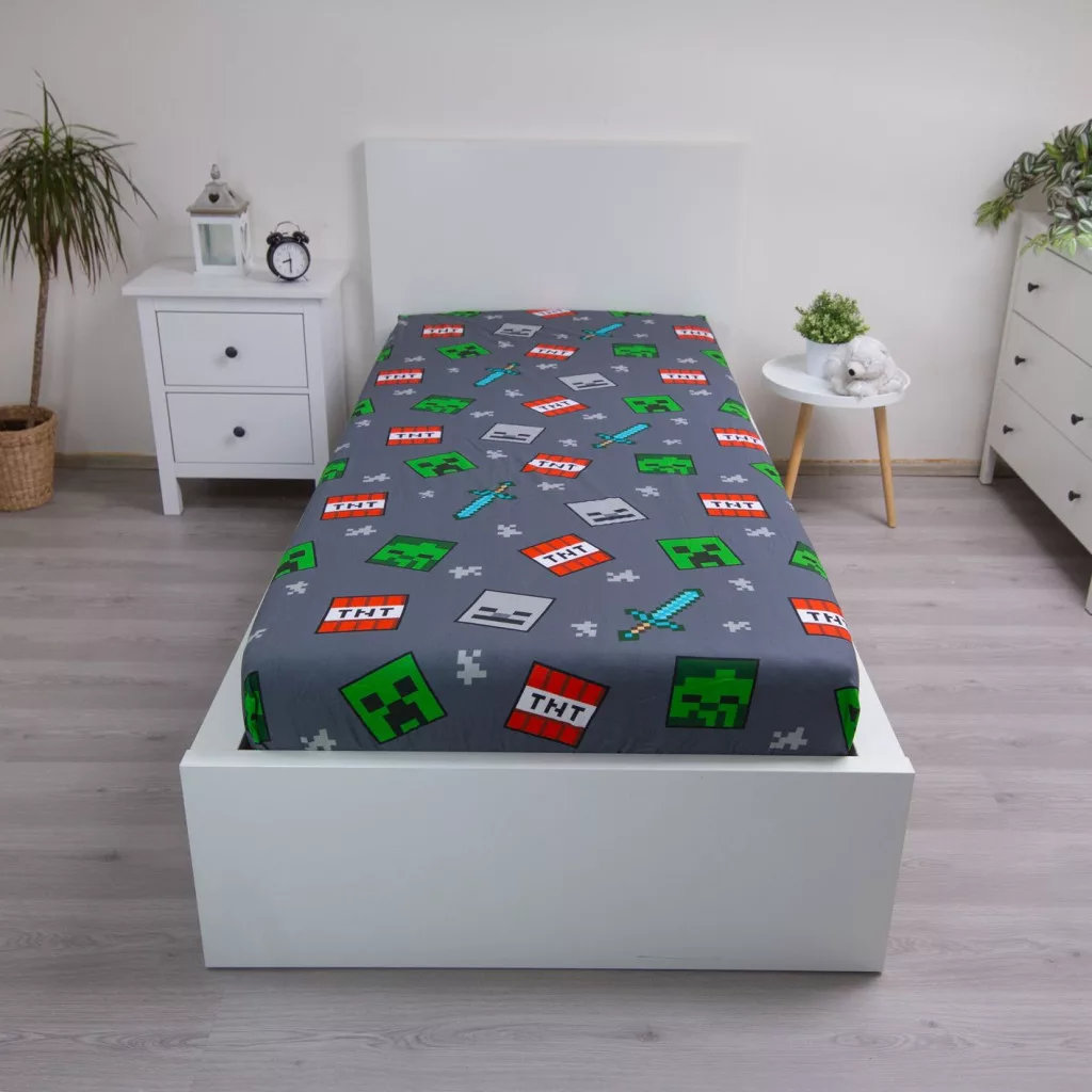 Prostěradlo MINECRAFT - tmavě šedé