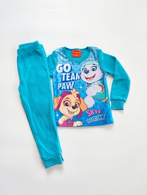 Dívčí fleecové pyžamo TLAPKOVÁ PATROLA tyrkysové