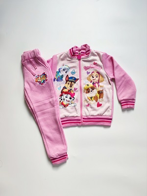 Dívčí tepláková souprava TLAPKOVÁ PATROLA světle růžová M2