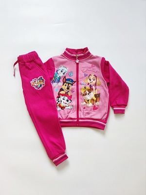 Dívčí tepláková souprava TLAPKOVÁ PATROLA tmavě růžová M2