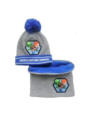 Sada čepice a nákrčníku MINECRAFT - modrá