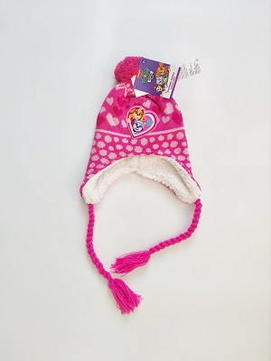 Dívčí zimní kojenecká čepice TLAPKOVÁ PATROLA - tmavě růžová