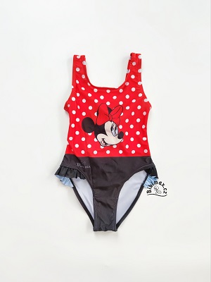 Dívčí jednodílné plavky disney MINNIE červeno-černé