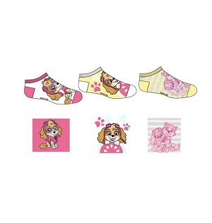 Dívčí kotníčkové ponožky TLAPKOVÁ PATROLA - 3 ks B