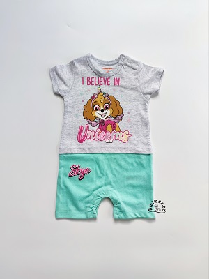 Kojenecký letní overal TLAPKOVÁ PATROLA mentolový