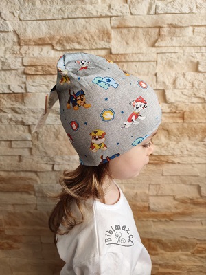 Chlapecká čepice TLAPKOVÁ PATROLA - šedá potisk