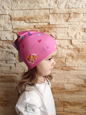 Dívčí čepice TLAPKOVÁ PATROLA růžová - potisk