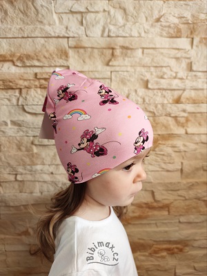 Dívčí čepice MINNIE světle růžová - potisk