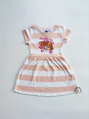 Dívčí letní šaty TLAPKOVÁ PATROLA bílo-meruňkové KR