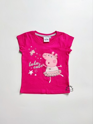 Dívčí tričko PRASÁTKO PEPPA tmavě růžové KR