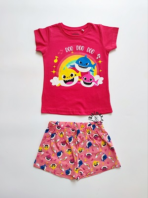 Dívčí letní pyžamo/komplet BABY SHARK růžové