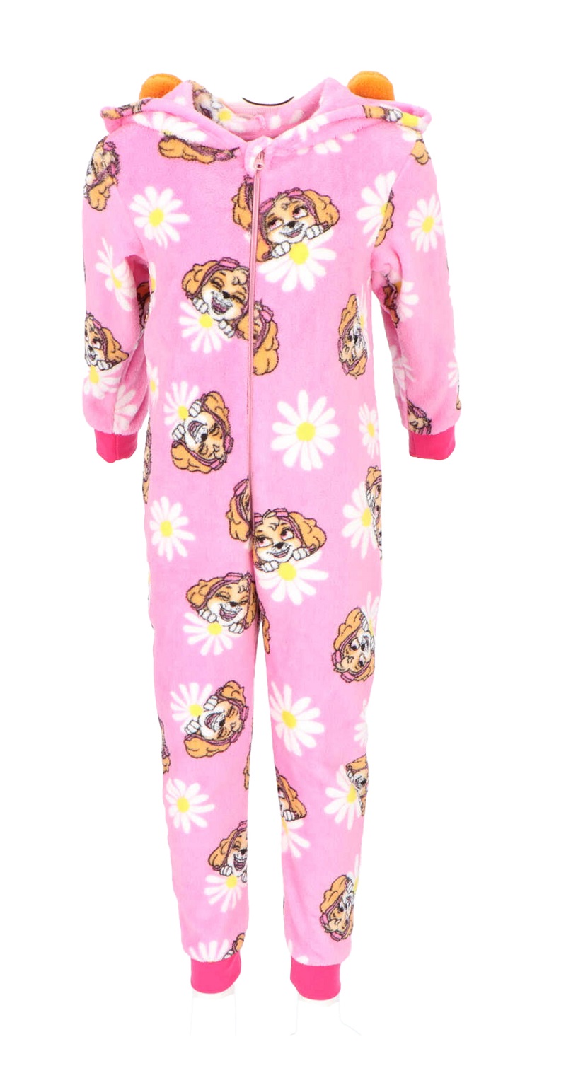 Fleecový overal TLAPKOVÁ PATROLA růžový