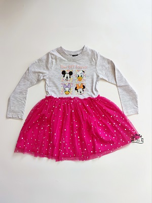 Dívčí šaty s tylovou sukní DISNEY šedo-růžové