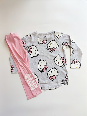 Dívčí pyžamo HELLO KITTY šedo-růžové