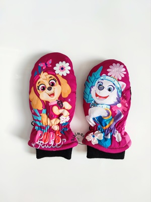 Dívčí zimní rukavice TLAPKOVÁ PATROLA palčáky - růžové M2