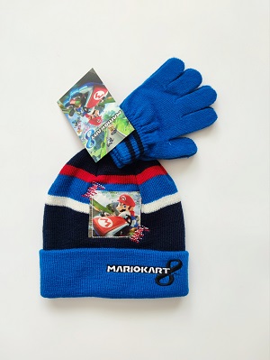 Zimní sada čepice a rukavic SUPER MARIO modrá