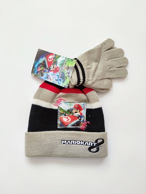 Zimní sada čepice a rukavic SUPER MARIO šedá