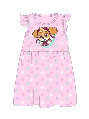 Dívčí letní šaty TLAPKOVÁ PATROLA růžové s puntíky