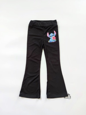 Žebrované legíny do zvonu STITCH - černé