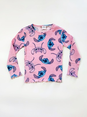 Dívčí žebrované tričko STITCH růžové DR