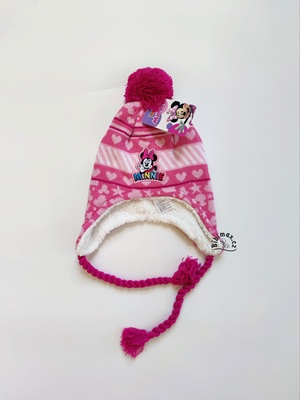 Zimní čepice MINNIE ušanka - tmavě růžová