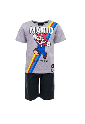 Chlapecké letní pyžamo Nintendo SUPER MARIO šedé