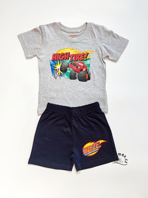 Chlapecké letní pyžamo BLAZE - Plamínek šedo/modré