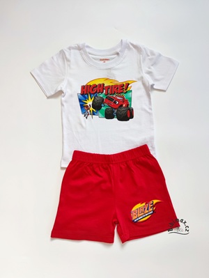 Chlapecké letní pyžamo BLAZE - Plamínek bílo/červené