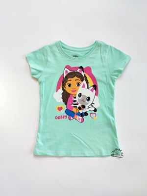 Dívčí tričko GABBY - Gábinin kouzelný domek - zelenkavé KR