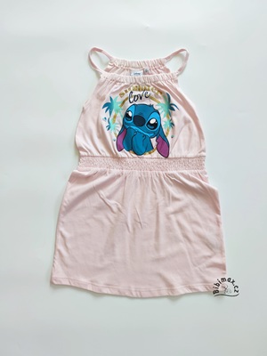 Dívčí letní šaty na ramínka STITCH světle růžové