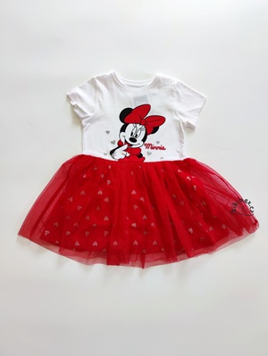 Dívčí šaty disney MINNIE s tylovou sukní bílo-červené