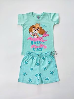 Dívčí letní pyžamo/komplet TLAPKOVÁ PATROLA zelenkavé