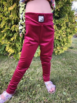 Velurové legíny - vínové