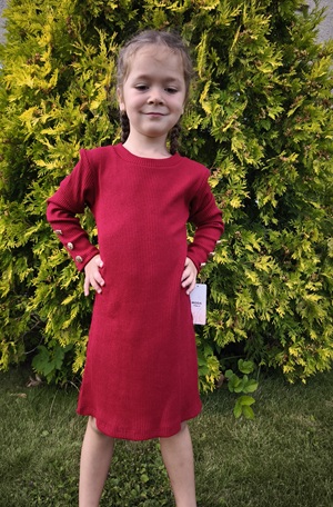 Dívčí pletené šaty - vínové