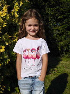 Dívčí tričko PLAMEŇÁCI bílé