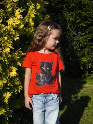 Dívčí tričko KOČKA červené