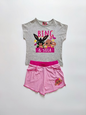 Dívčí letní set BING šedo-růžový