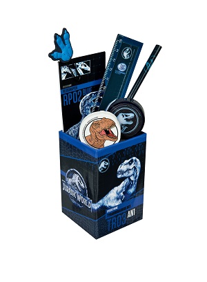 Stojánek na psací potřeby s vybavením JURSKÝ PARK - sada 7 ks