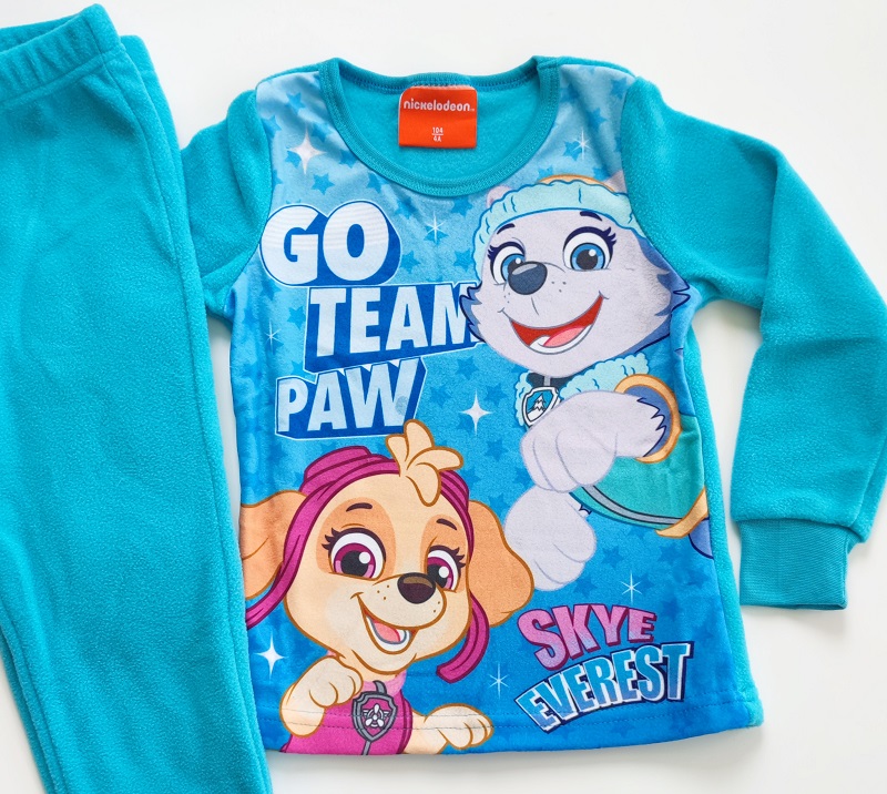 Dívčí fleecové pyžamo TLAPKOVÁ PATROLA tyrkysové