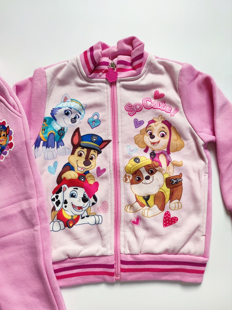 Dívčí tepláková souprava TLAPKOVÁ PATROLA světle růžová M2