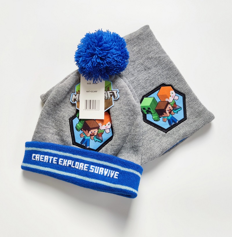 Sada čepice a nákrčníku MINECRAFT - modrá