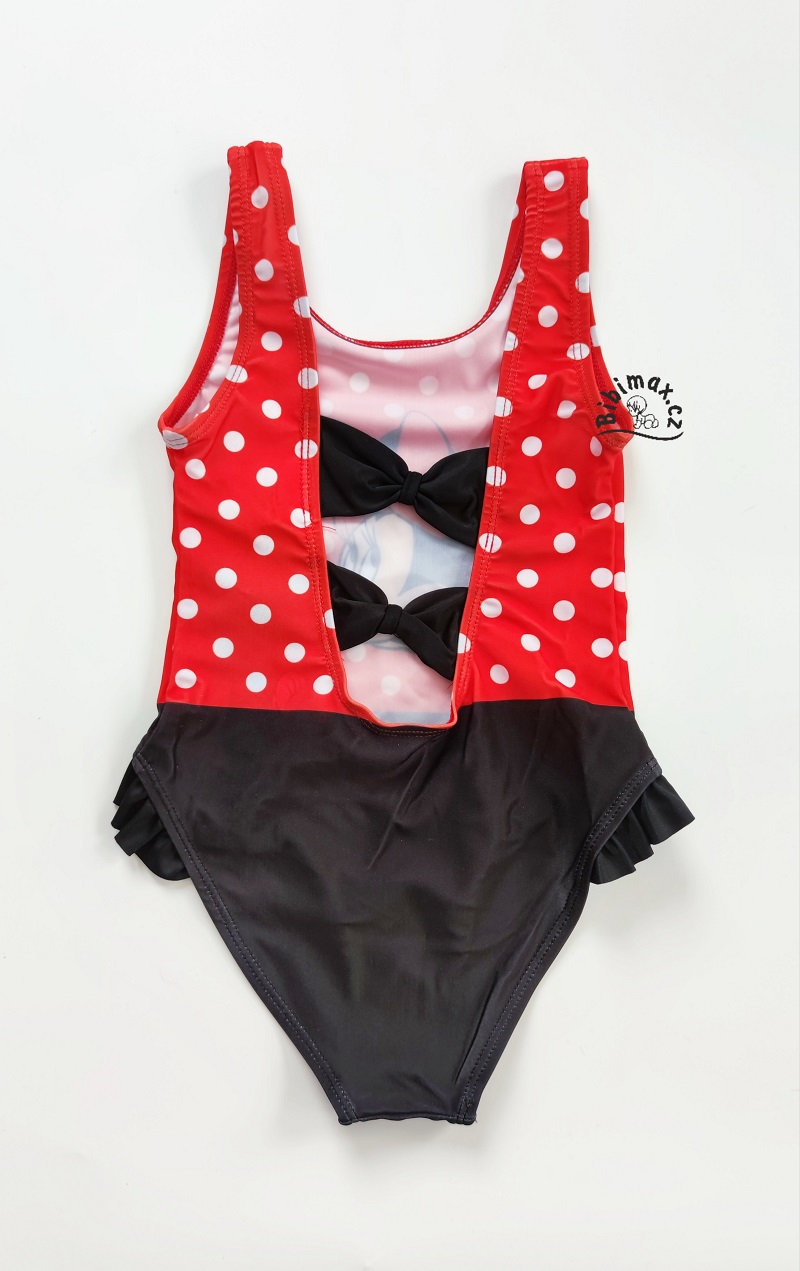 Dívčí jednodílné plavky disney MINNIE červeno-černé