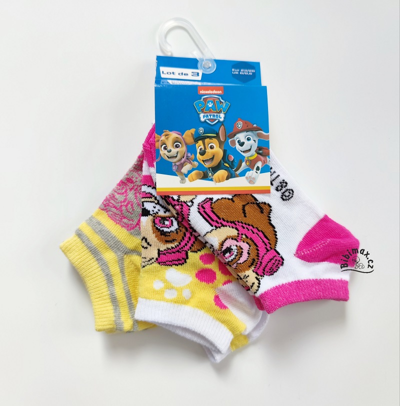 Dívčí kotníčkové ponožky TLAPKOVÁ PATROLA - 3 ks B