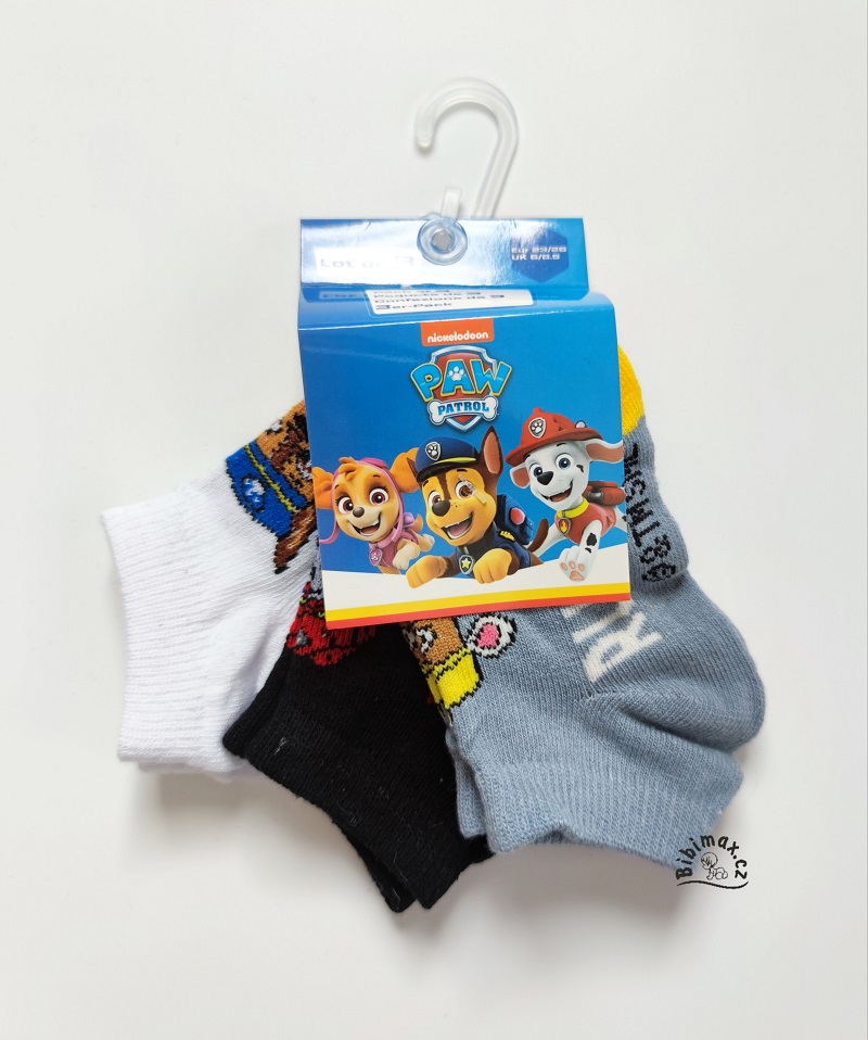 Chlapecké kotníčkové ponožky TLAPKOVÁ PATROLA - 3 ks B