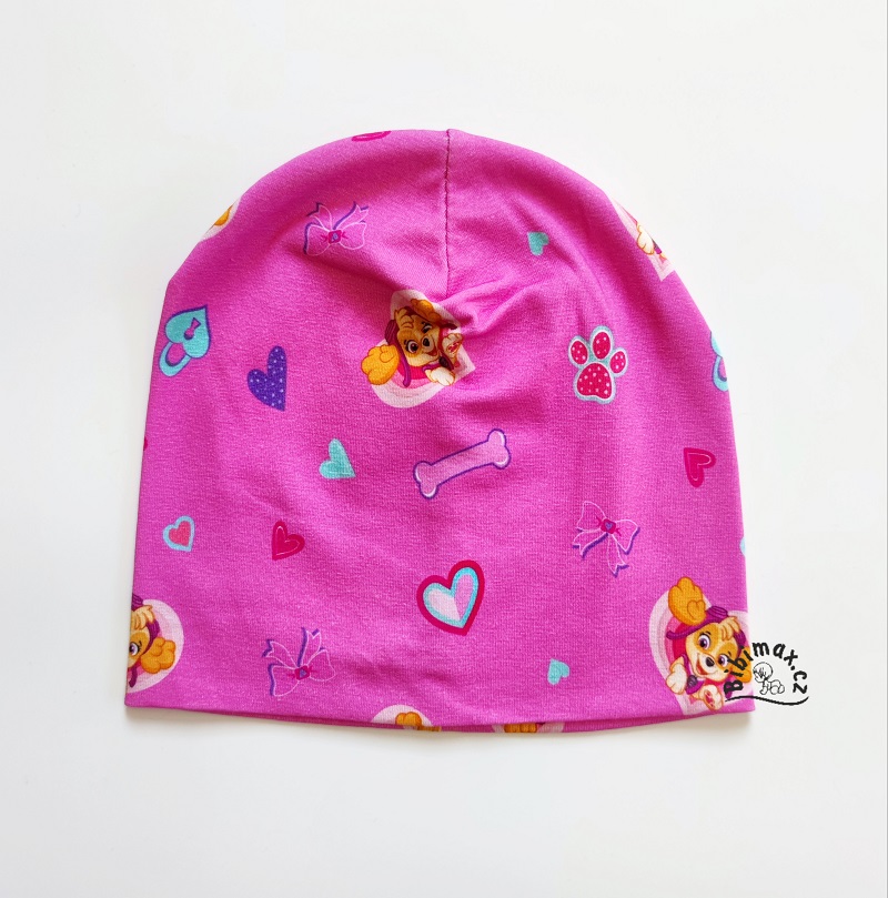 Dívčí čepice TLAPKOVÁ PATROLA růžová - potisk