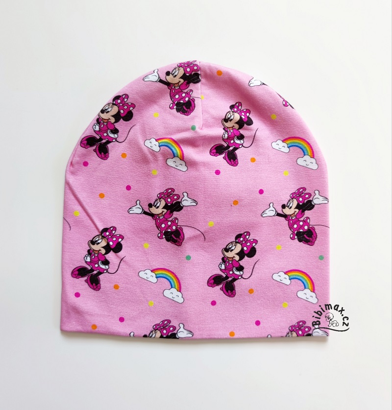 Dívčí čepice MINNIE světle růžová - potisk
