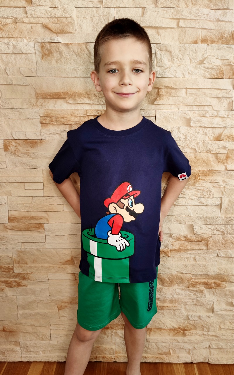 Chlapecké letní pyžamo/komplet SUPER MARIO modrá/zelená