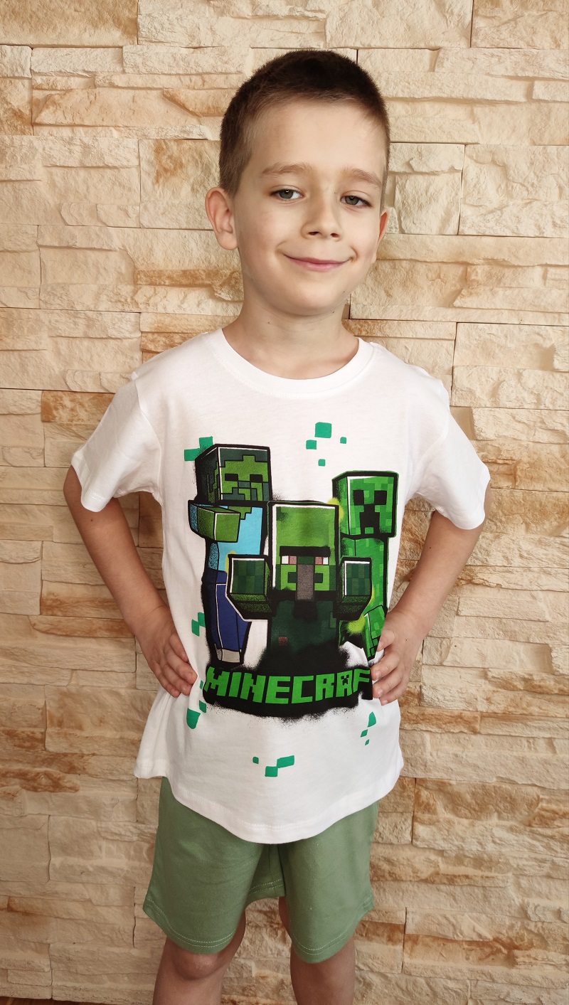 Chlapecké letní pyžamo/komplet MINECRAFT bílá/zelenkavá
