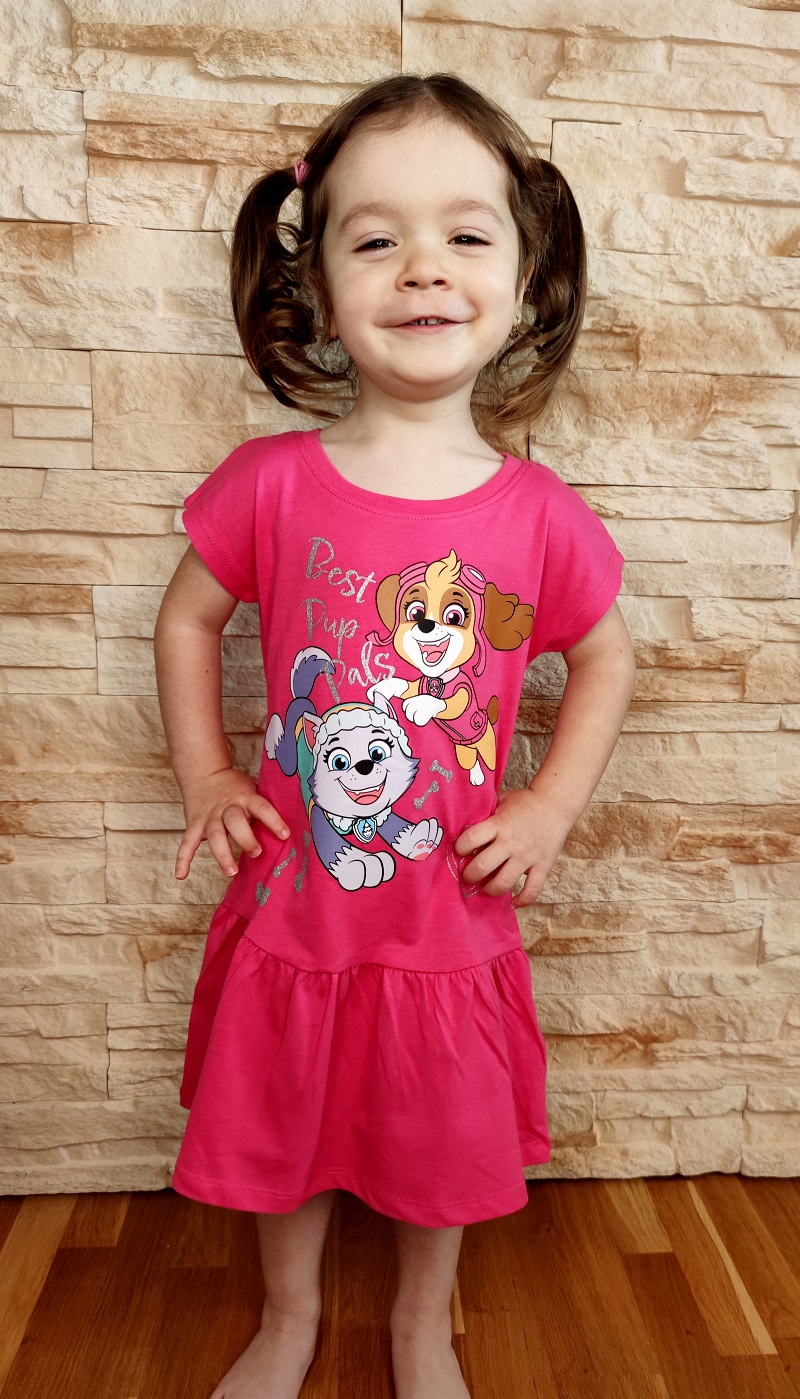 Dívčí letní šaty TLAPKOVÁ PATROLA - růžové KR